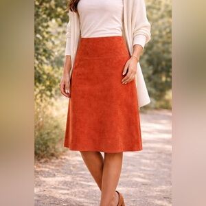 Promod Genuine Italian Suede A-Line Skirt | Size 2 | Burnt Orange